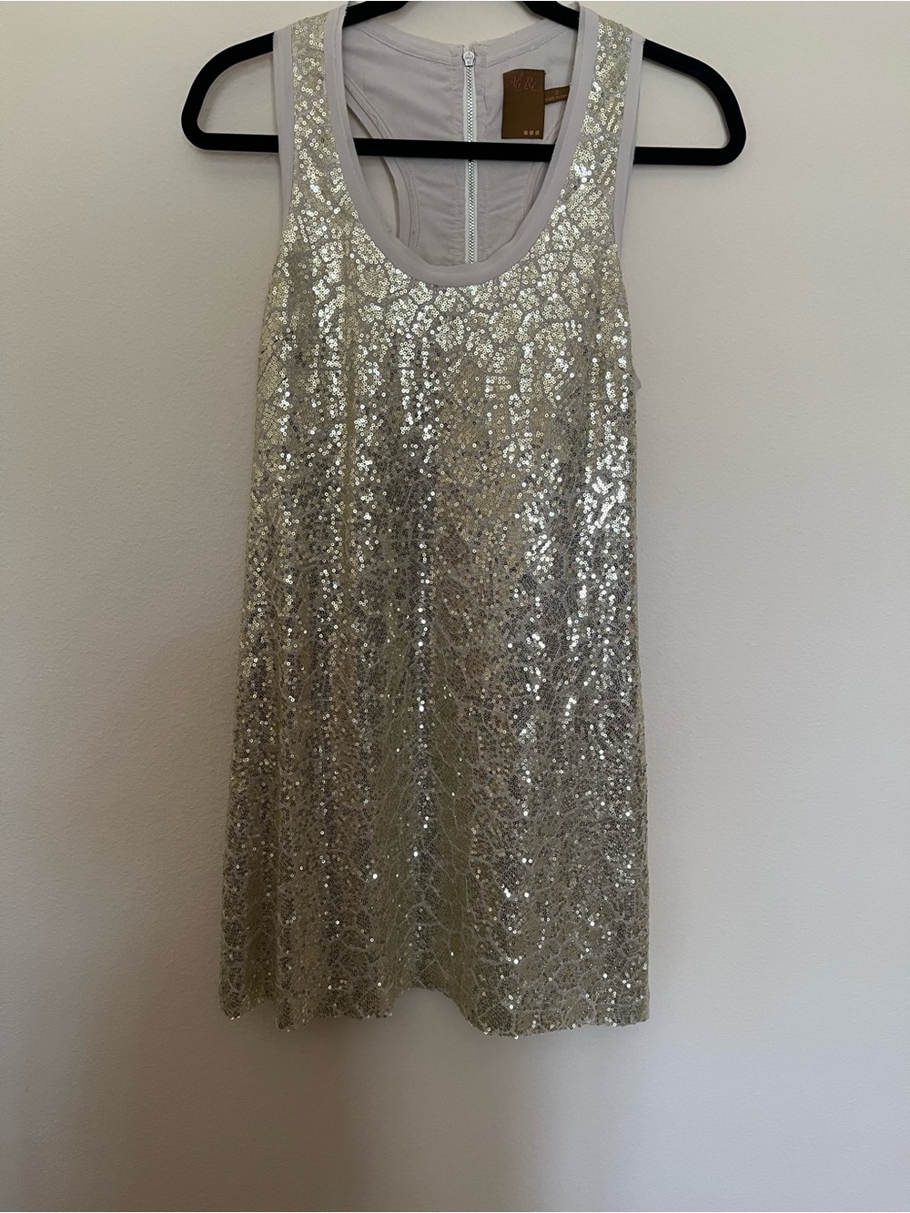 Embellished Tank Lined Dress in Gold